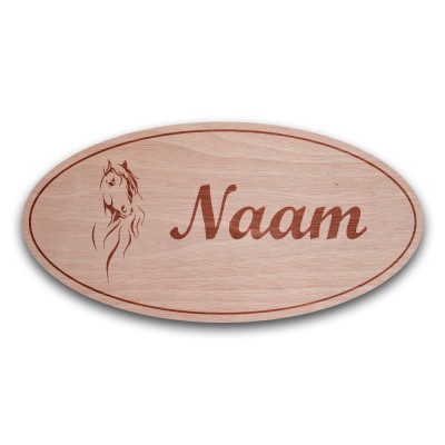 Houten Naambord Ovaal Merrie - 3 Houten Naambord Ovaal Merrie - 3