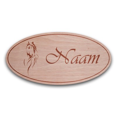 Houten Naambord Ovaal Merrie - 2 Houten Naambord Ovaal Merrie - 2