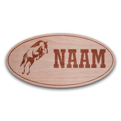 Houten Naambord Ovaal Springen - 1