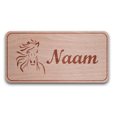 Houten Naambord Rechthoek Paard - 2