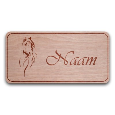Houten Naambord Rechthoek Merrie - 3 Houten Naambord Rechthoek Merrie - 3