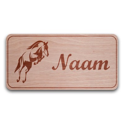 Houten Naambord Rechthoek Springen - 1