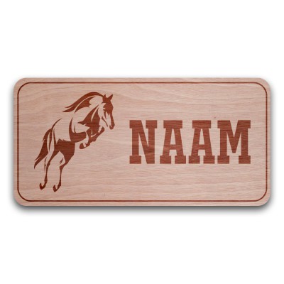 Houten Naambord Rechthoek Springen - 2