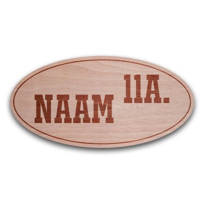 Houten Naambord Met Huisnummer Ovaal - 2 Houten Naambord Met Huisnummer Ovaal - 2