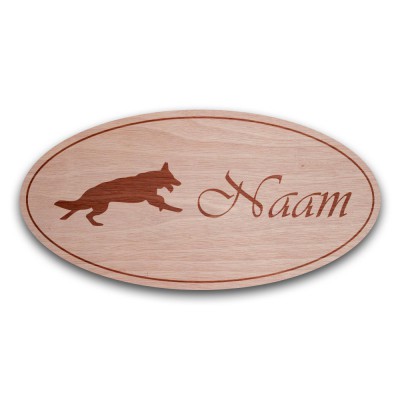 Houten Naambord Ovaal Duitse Herder - 3
