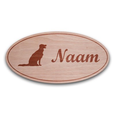 Houten Naambord Ovaal Golden Retriever - 3