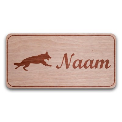 Houten Naambord Rechthoek Duitse Herder - 1