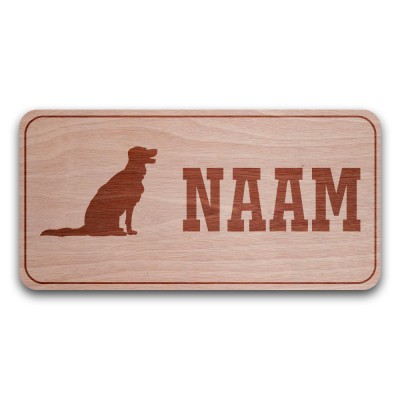 Houten Naambord Rechthoek Golden Retriever - 1