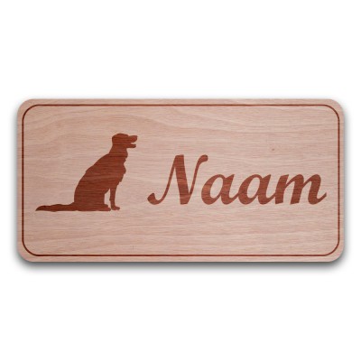 Houten Naambord Rechthoek Golden Retriever - 2