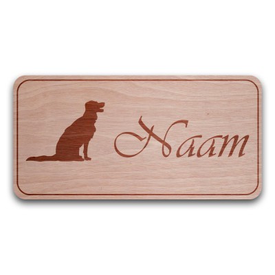 Houten Naambord Rechthoek Golden Retriever - 3