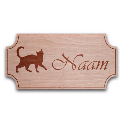 Houten Naambord Klassiek Kat - 2