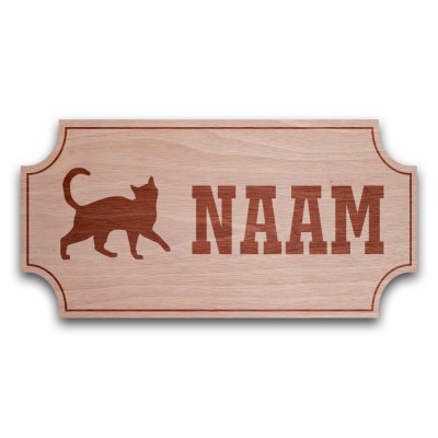 Houten Naambord Klassiek Kat - 1