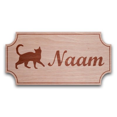 Houten Naambord Klassiek Kat - 3
