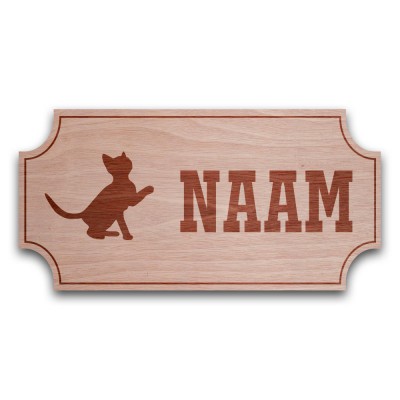 Houten Naambord Klassiek Kitten - 1
