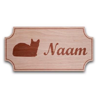 Houten Naambord Klassiek Poes - 2