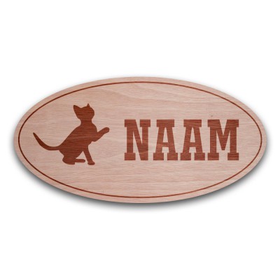 Houten Naambord Ovaal Kitten - 2