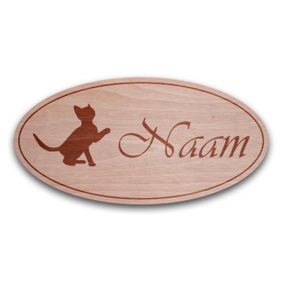 Houten Naambord Ovaal Kitten - 3