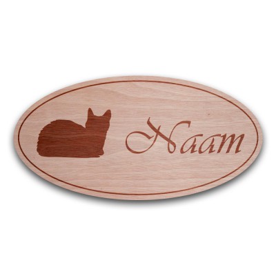 Houten Naambord Ovaal Poes - 3
