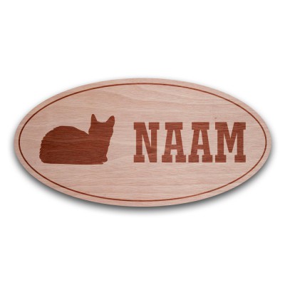 Houten Naambord Ovaal Poes - 1