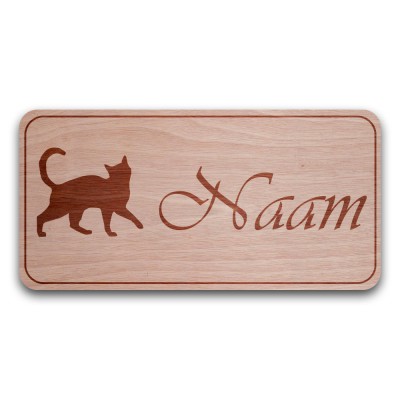 Houten Naambord Rechthoek Kat - 2