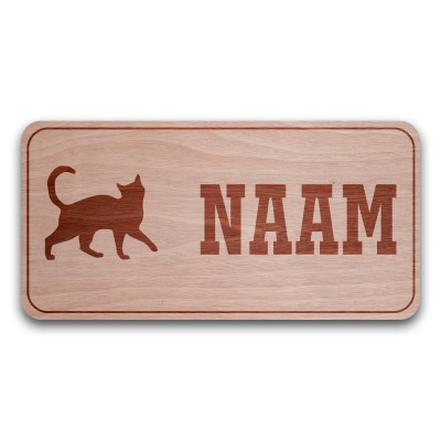 Houten Naambord Rechthoek Kat - 1