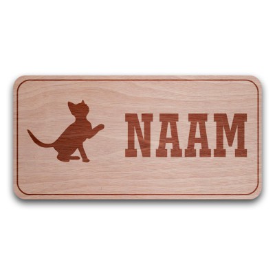 Houten Naambord Rechthoek Kitten - 1