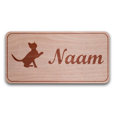 Houten Naambord Rechthoek Kitten - 2