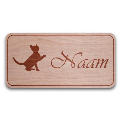 Houten Naambord Rechthoek Kitten - 3