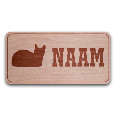 Houten Naambord Rechthoek Poes - 1