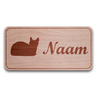 Houten Naambord Rechthoek Poes - 2