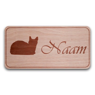 Houten Naambord Rechthoek Poes - 3
