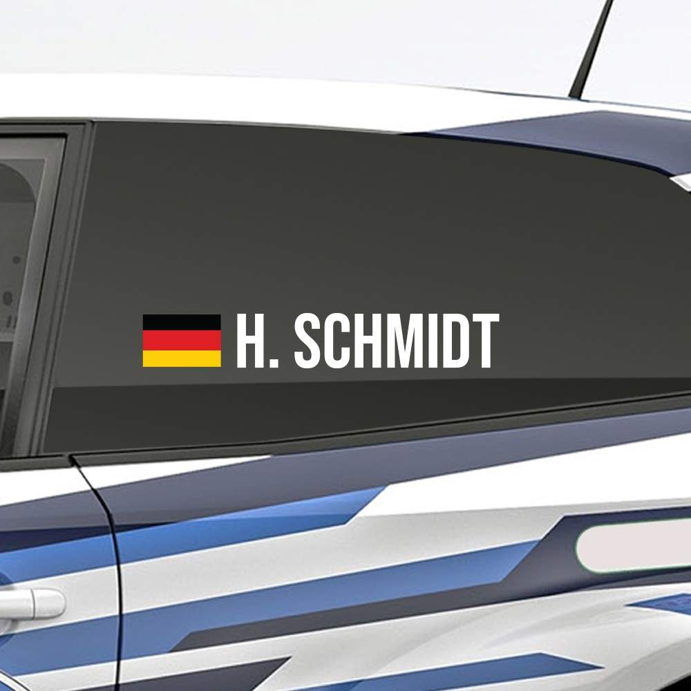 Überlegen Sie sich Ihren eigenen Rallye-Namensaufkleber mit der deutschen Flagge und gestalten Sie ihn - 2
