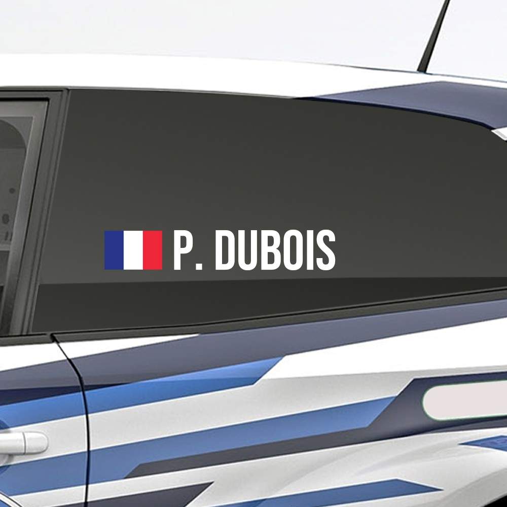 Bedenk en ontwerp je eigen rally naamsticker met Franse vlag - 2
