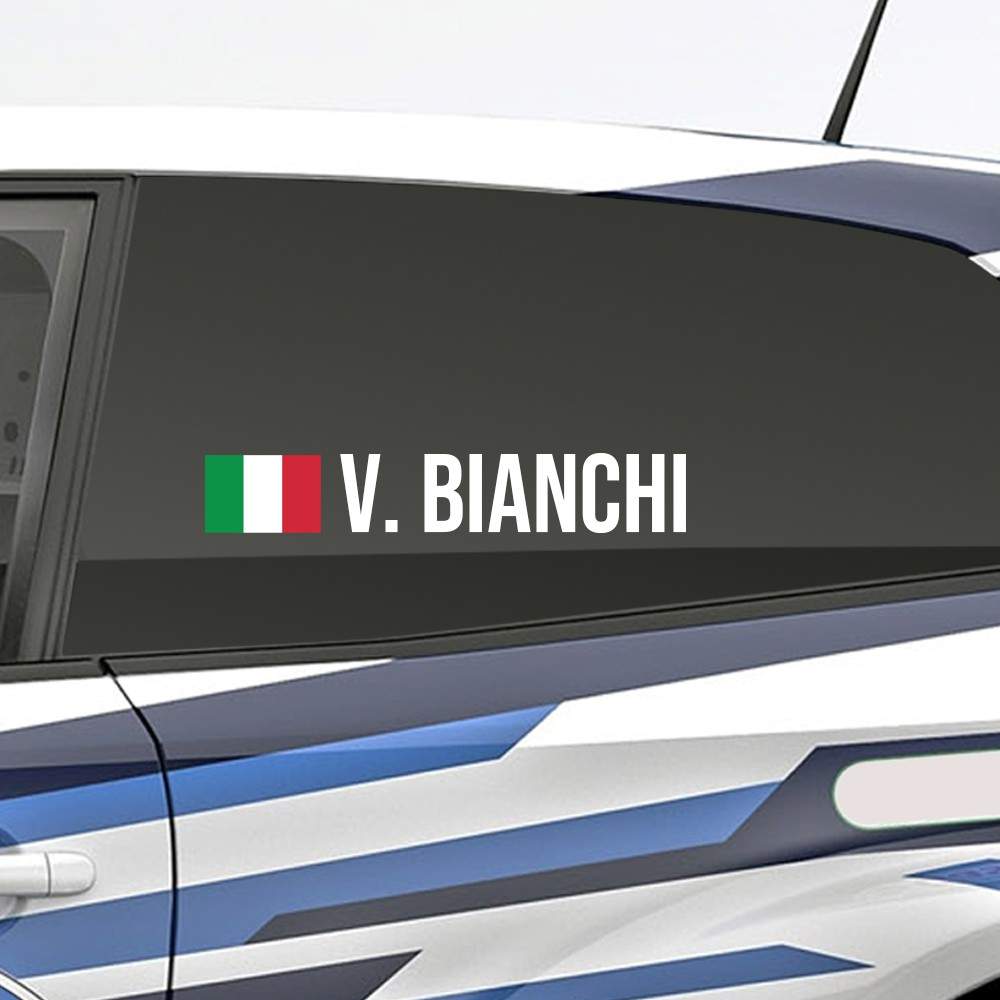 Piensa y diseña tu propia pegatina con el nombre del rally con la bandera italiana. - 2