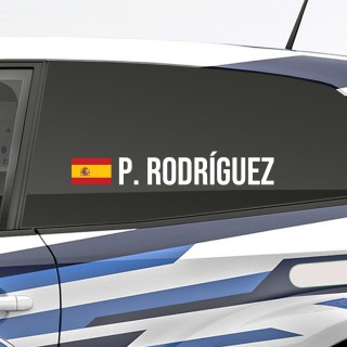 Überlegen Sie sich Ihren eigenen Rallye-Namensaufkleber mit der spanischen Flagge und entwerfen Sie ihn - 2