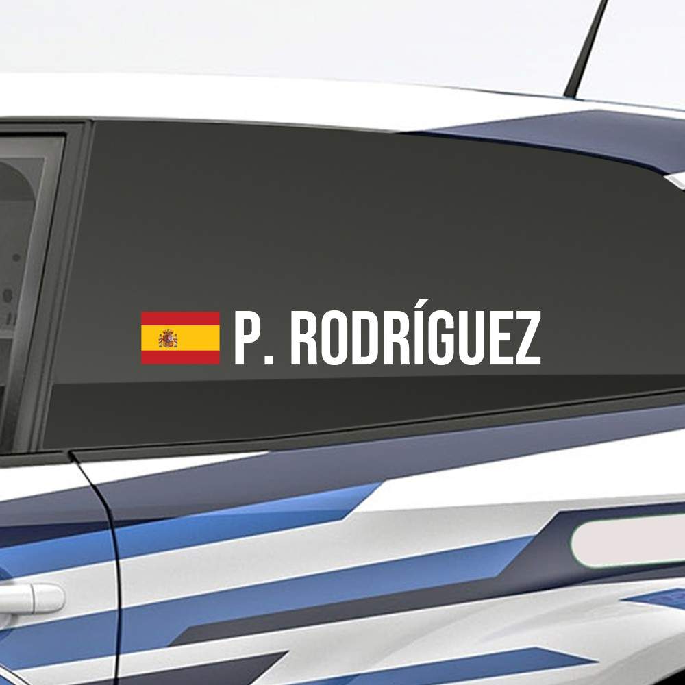 Bedenk en ontwerp je eigen rally naamsticker met Spaanse vlag - 2