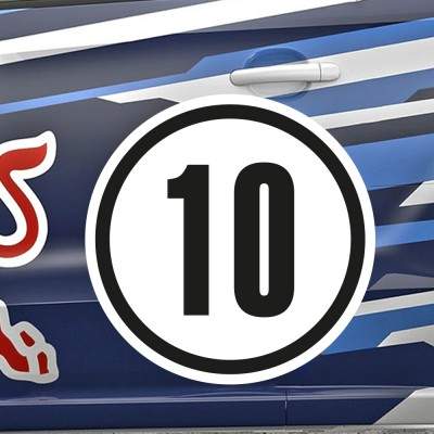 Rally Nummer Sticker Met Rand - 1 Rally Nummer Sticker Met Rand - 1