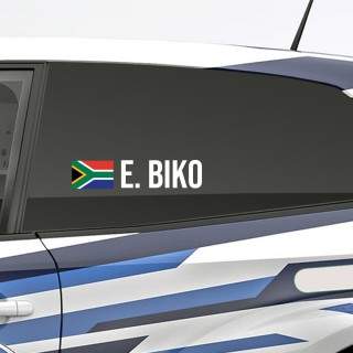 Think of and design your own rally name sticker with the South African flag - 1