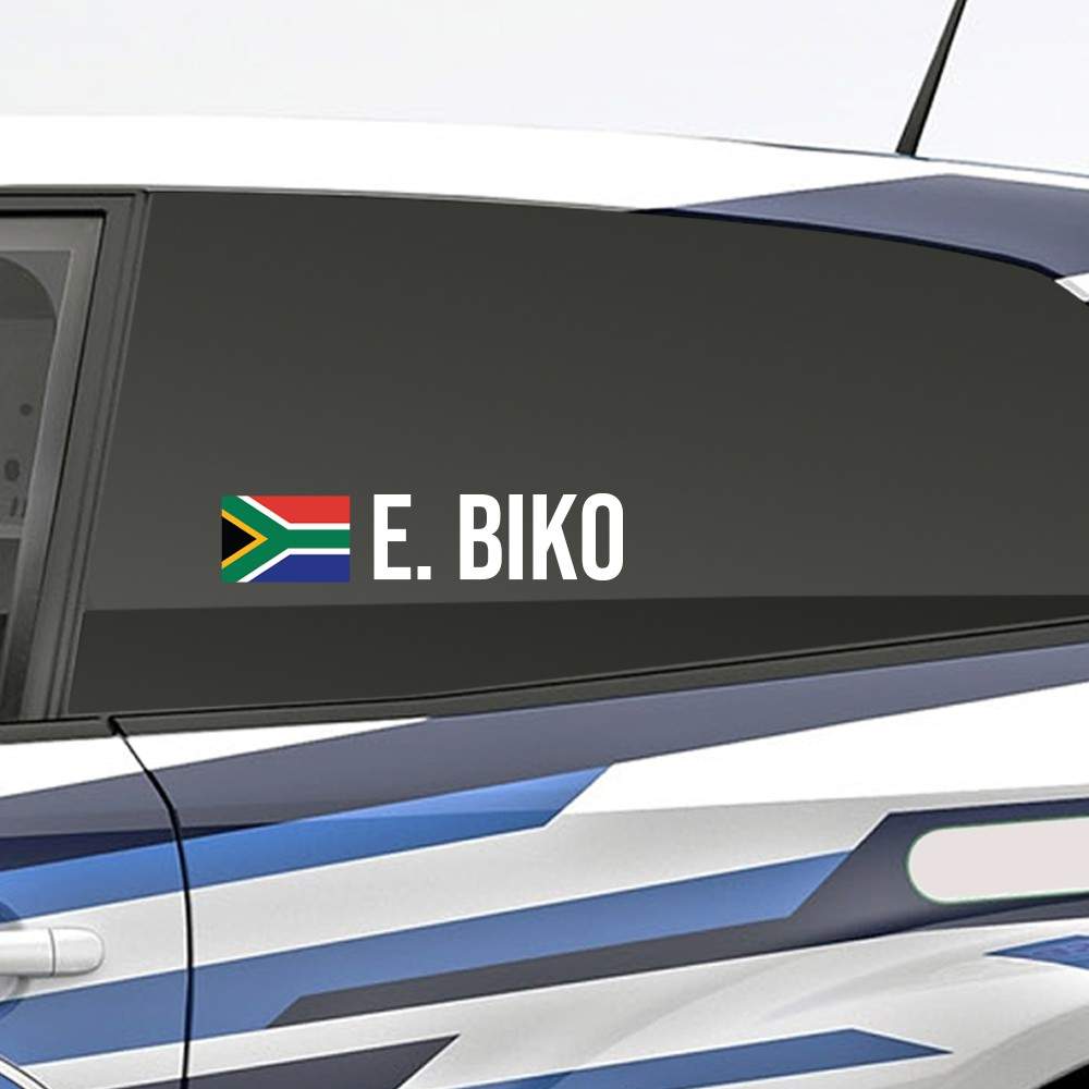 Bedenk en ontwerp je eigen rally naamsticker met Zuid-Afrikaanse vlag - 1
