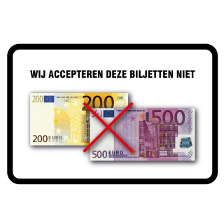 Stickers niet accepteren € 200/500 biljetten