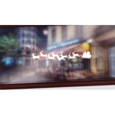 Kerstslee met herten 1 raamsticker - 1