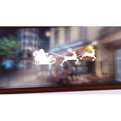 Kerstslee met herten 2 raamsticker - 1
