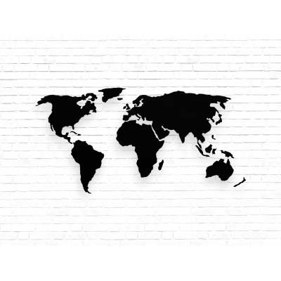 Wereldkaart Wanddecoratie MDF Zwart - 1