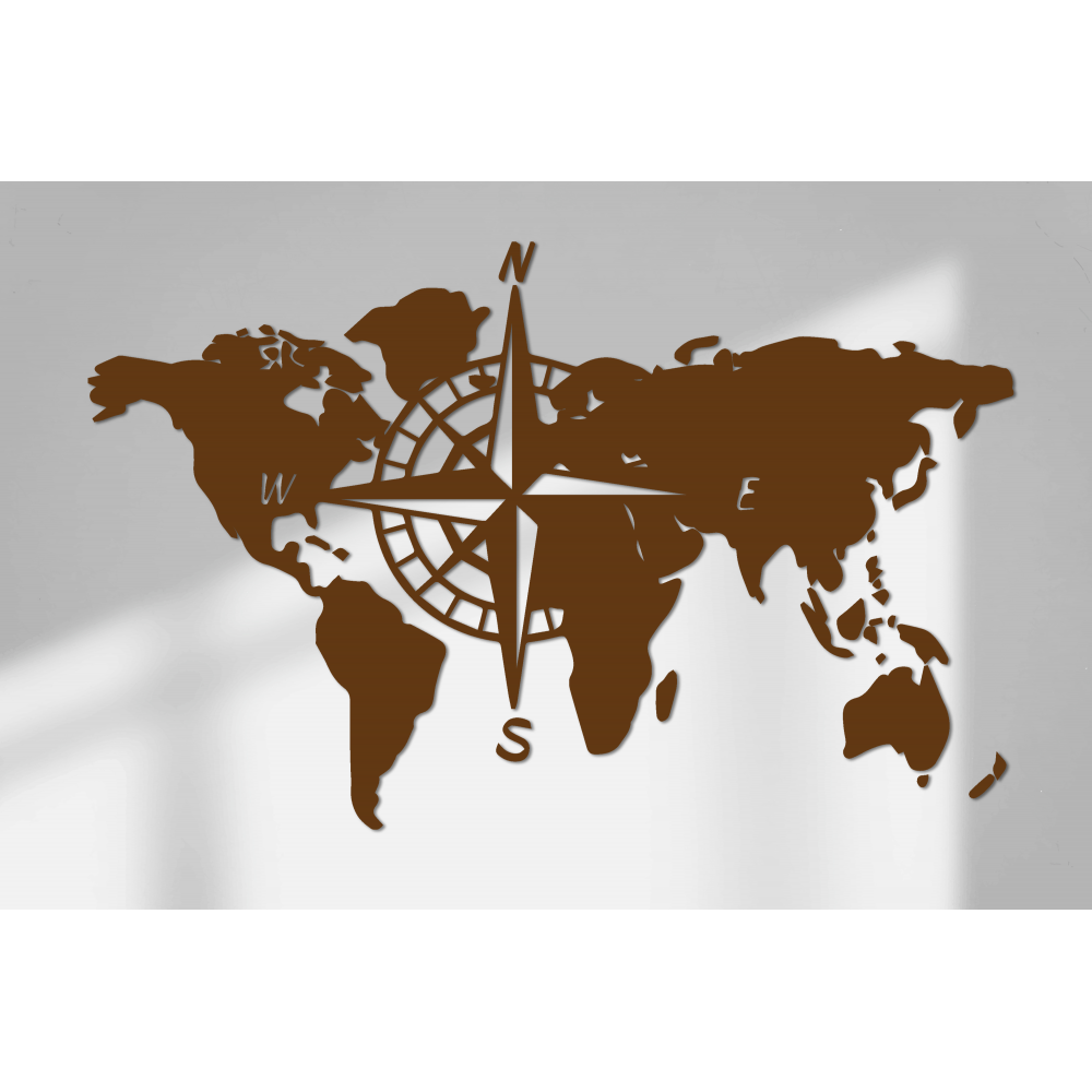 Weltkarte mit Kompass, Wandaufkleber, Größe 57 x 90 cm – 4
