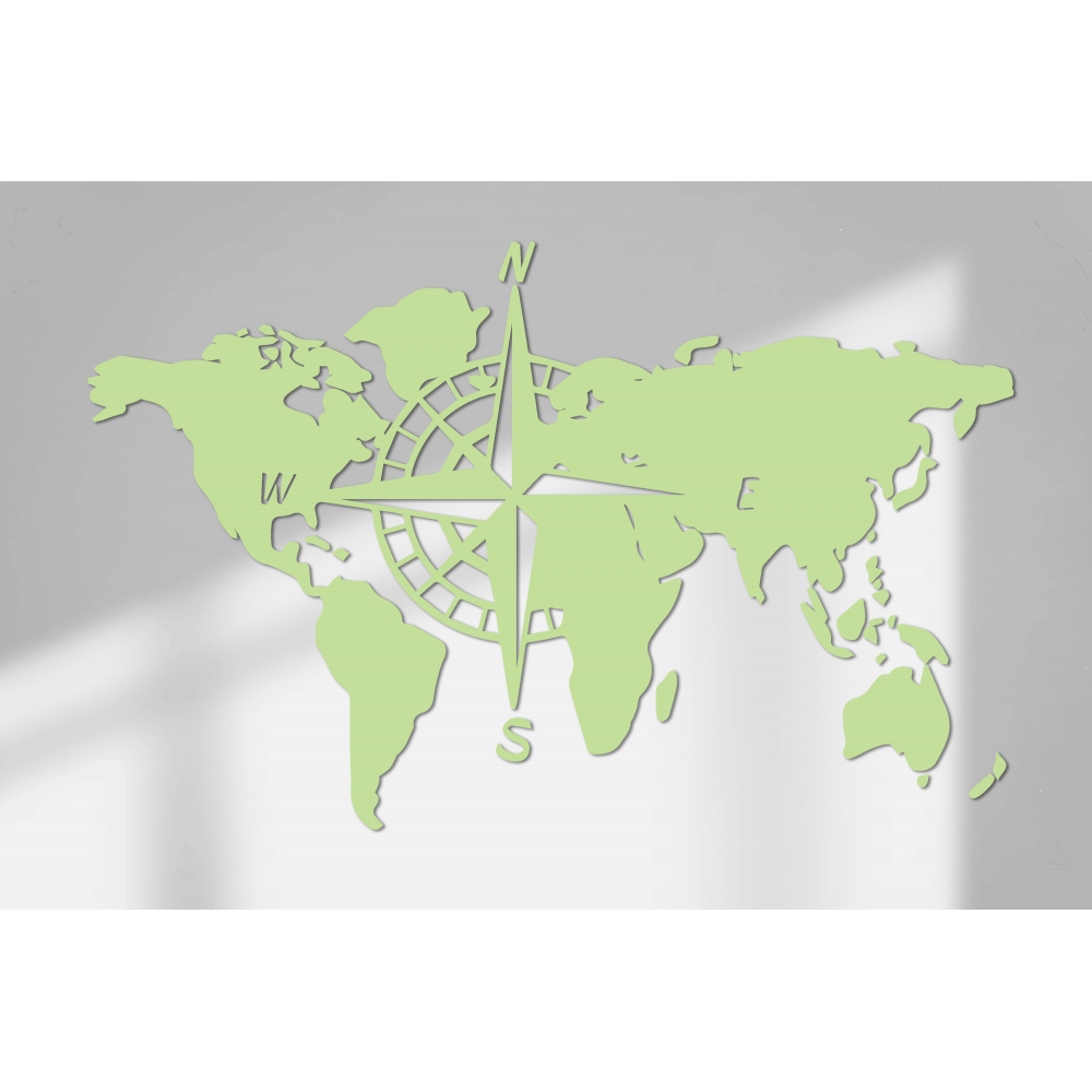 Wandaufkleber Weltkarte mit Kompass, Größe 57 x 90 cm – 10