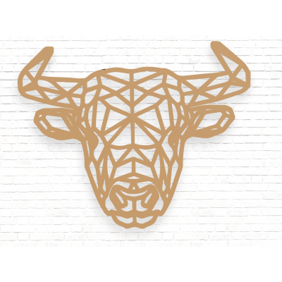 Geometrische Buffel Wanddecoratie MDF Bruin - 1 Geometrische Buffel Wanddecoratie MDF Bruin - 1