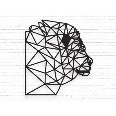 Geometrische Leeuw Wanddecoratie MDF Zwart - 1 Geometrische Leeuw Wanddecoratie MDF Zwart - 1