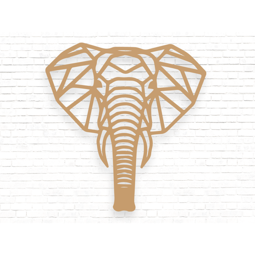 Geometrische Elefantenkopf-Wanddekoration MDF Braun - 1