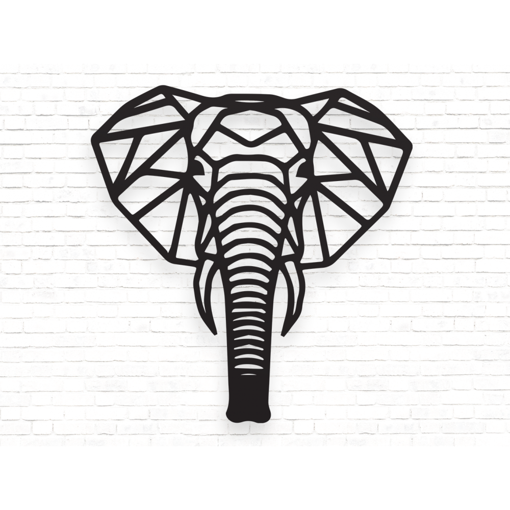 Geometrische Elefantenkopf-Wanddekoration MDF Schwarz - 1