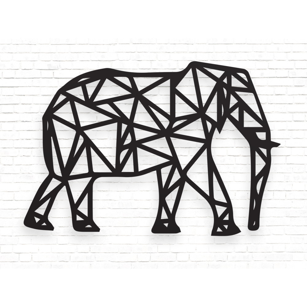 Geometrische Elefanten-Wanddekoration MDF Schwarz - 1